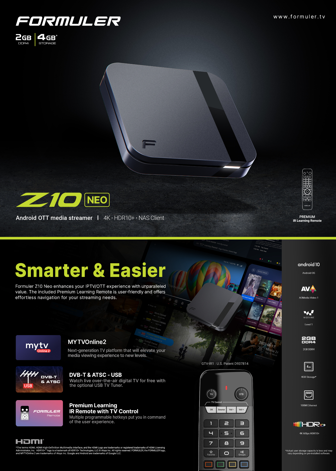 Formuler Z10 Neo — Product Leaflet